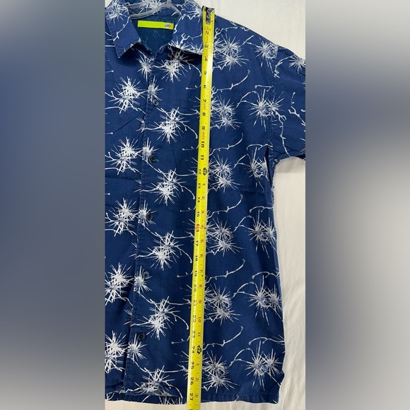 Mountain Dew Button Down Shirt Short Sleeve Blue Lightning Electric Hawaiian M - Picture 5 of 8